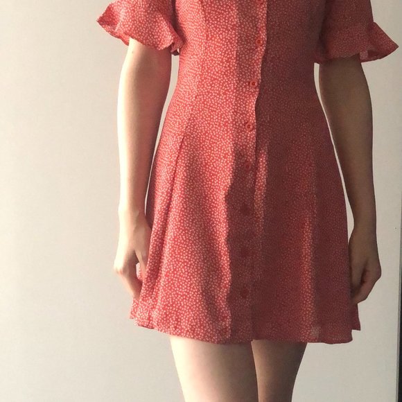 Rust Red Print Button-Up Dress - Picture 2 of 4